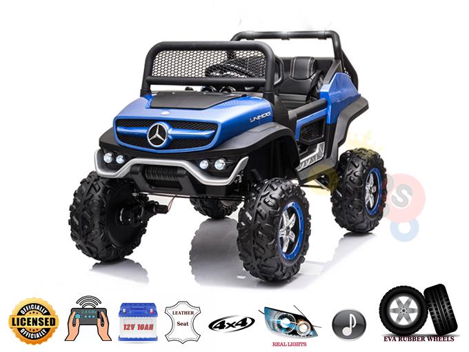 Blue Official 12V Mercedes Unimog Junior 4X4 Kids Ride On UTV with Remote Control