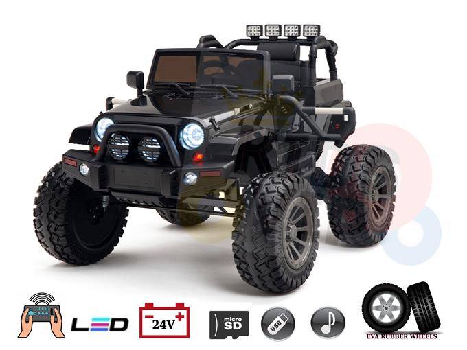 Black 24V Viper 16" Wheels Edition Kids and Toddlers Ride on Truck with RC