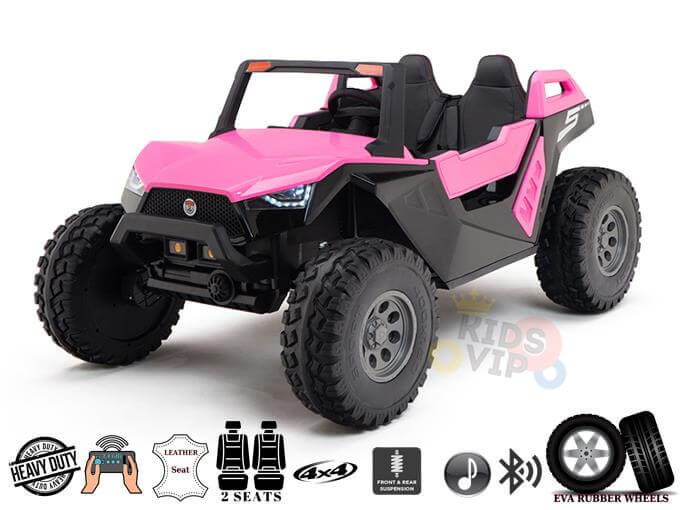 Pink 24V/4X4 Dune Buggy Ride On UTV, Rubber Wheels and RC