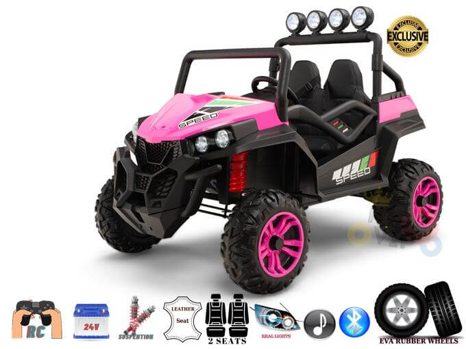 2 Seats Complete Edition Viper Buggy 24V Kids Ride On UTV, Rubber Wheels - PINK