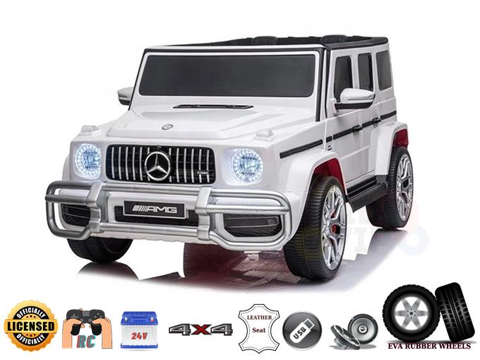 2 Seats 4x4 Official Mercedes Benz G63 Complete Edition White 24V Kids Ride On Car with Rc