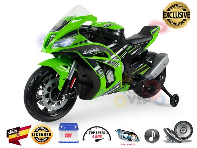 Green/Black INJUSA 12V Kawasaki Ninja ZX-10R Ride On Bike/Motorcycle for Kids