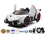 White 2X12V Limited Edition 4WD Lamborghini Veneno Ride on Car, RC