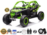 Green 2 Seater Official 2x24v Can-Am Maverick X Ride on Buggy, LX Performance 4WD Edition