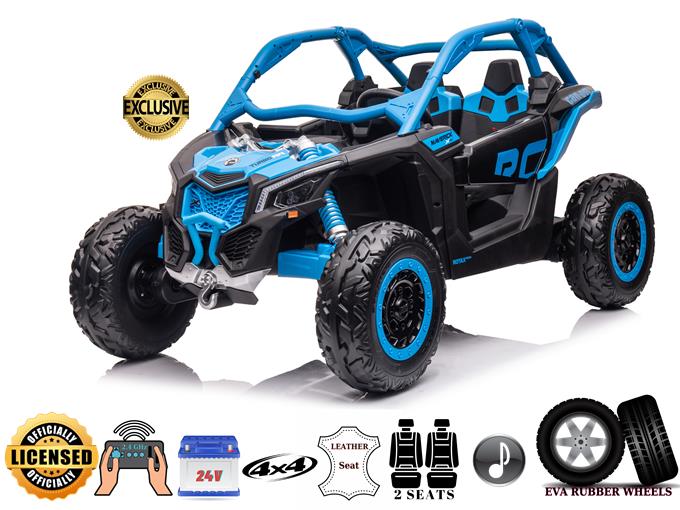 Blue 2 Seater Official 2x24v Can-Am Maverick X Ride on Buggy, LX Performance 4WD Edition