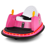 Pink 12V 360° Spin Electric Rechargeable Ride-On Bumper Car with LED Lights, Music, Remote Control
