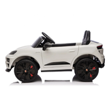 White 24V Porsche Macan Turbo EV Ride-On SUV with EVA Tires, LED Lights, Music, Remote