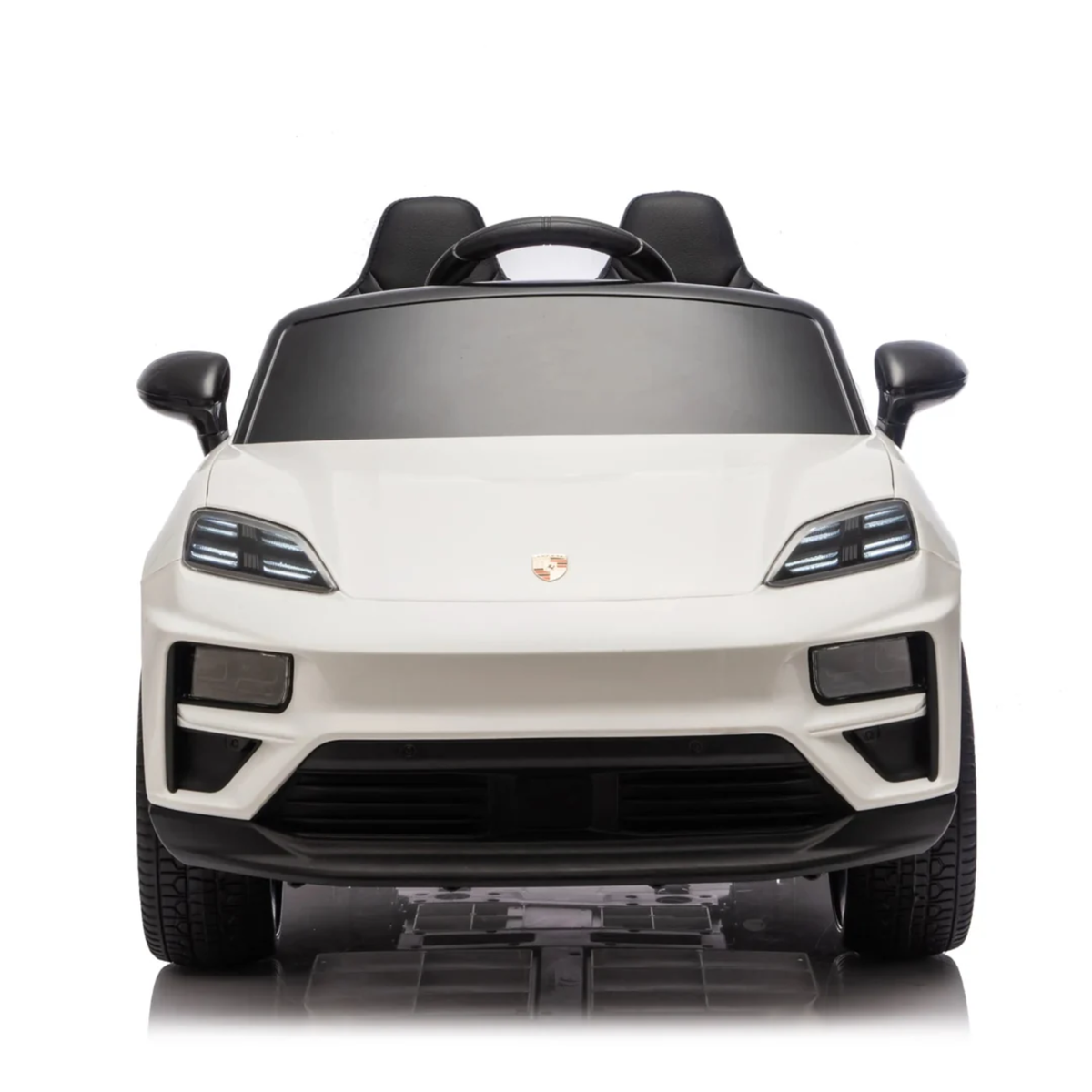 White 24V Porsche Macan Turbo EV Ride-On SUV with EVA Tires, LED Lights, Music, Remote