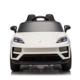 White 24V Porsche Macan Turbo EV Ride-On SUV with EVA Tires, LED Lights, Music, Remote