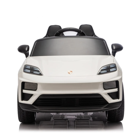 White 24V Porsche Macan Turbo EV Ride-On SUV with EVA Tires, LED Lights, Music, Remote