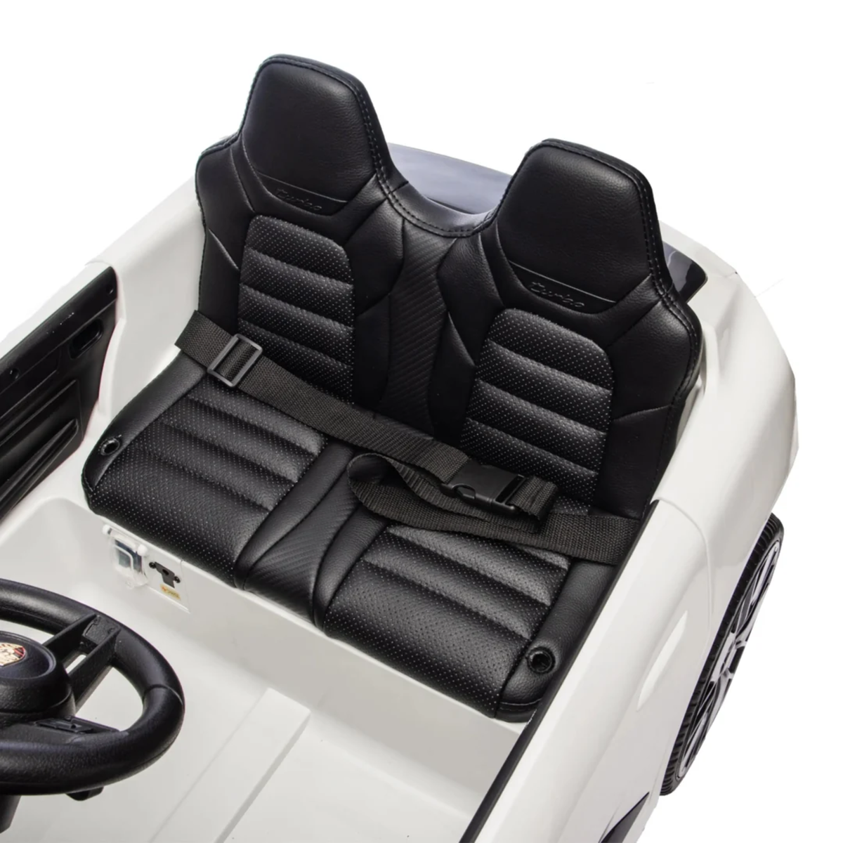 White 24V Porsche Macan Turbo EV Ride-On SUV with EVA Tires, LED Lights, Music, Remote