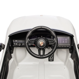 White 24V Porsche Macan Turbo EV Ride-On SUV with EVA Tires, LED Lights, Music, Remote