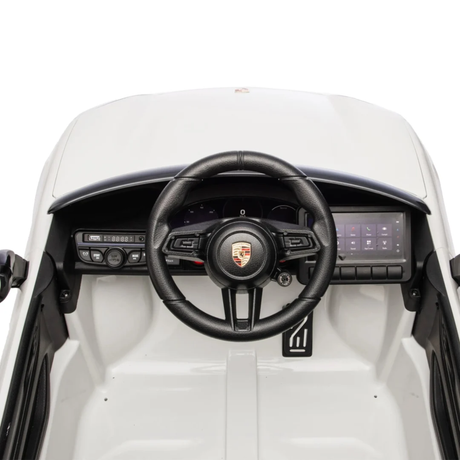 White 24V Porsche Macan Turbo EV Ride-On SUV with EVA Tires, LED Lights, Music, Remote