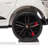 White 24V Porsche Macan Turbo EV Ride-On SUV with EVA Tires, LED Lights, Music, Remote