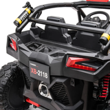Black 24V Kids Storm Police 4X4 2-Seater UTV with EVA Tires, Emergency Siren, Lights, Music, Remote