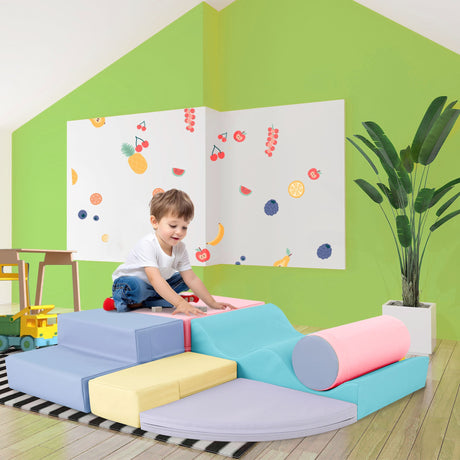 Soft Climb and Crawl Foam Playset 6 in 1, Soft Play Equipment Climb and Crawl Playground for Kids,Kids Crawling and Climbing Indoor Active Play Structure