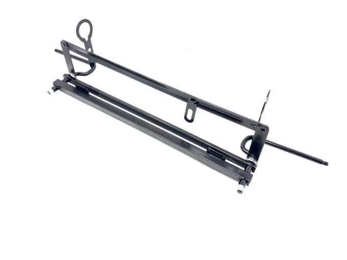 The Enhance Your Ride with a 2 Seater Mercedes GLC Front Axle features a metal rail mechanism with rods and loops, displayed against a plain white background.