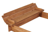 Kids Sandbox with Adjustable Cover, 46'' Wooden Sand Box with 2 Foldable Bench Seats, Outdoor Sandpit for Backyard Play