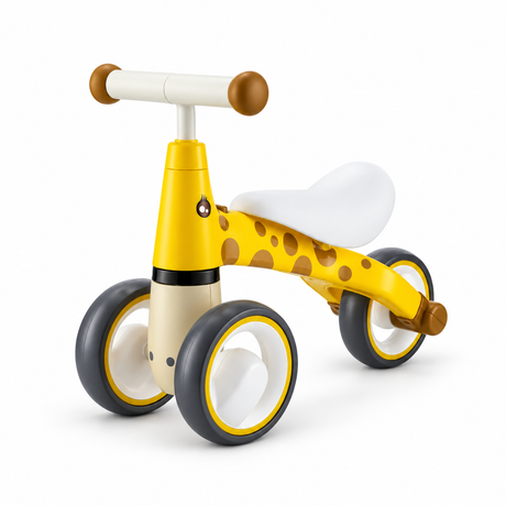 Toddlers Yellow Giraffe 3-Wheel Balance Bike with EVA Tires, Cushioned Seat