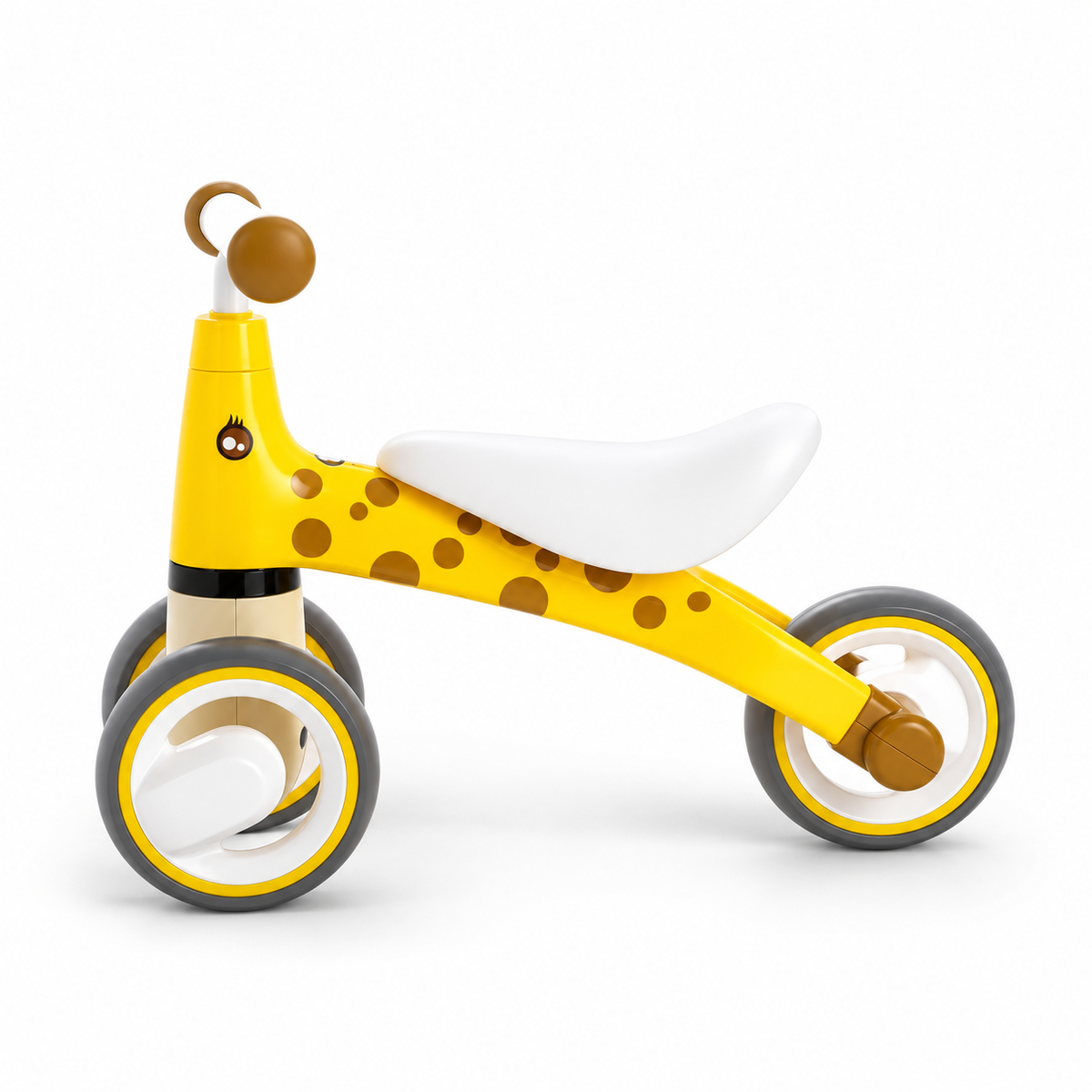 Toddlers Yellow Giraffe 3-Wheel Balance Bike with EVA Tires, Cushioned Seat