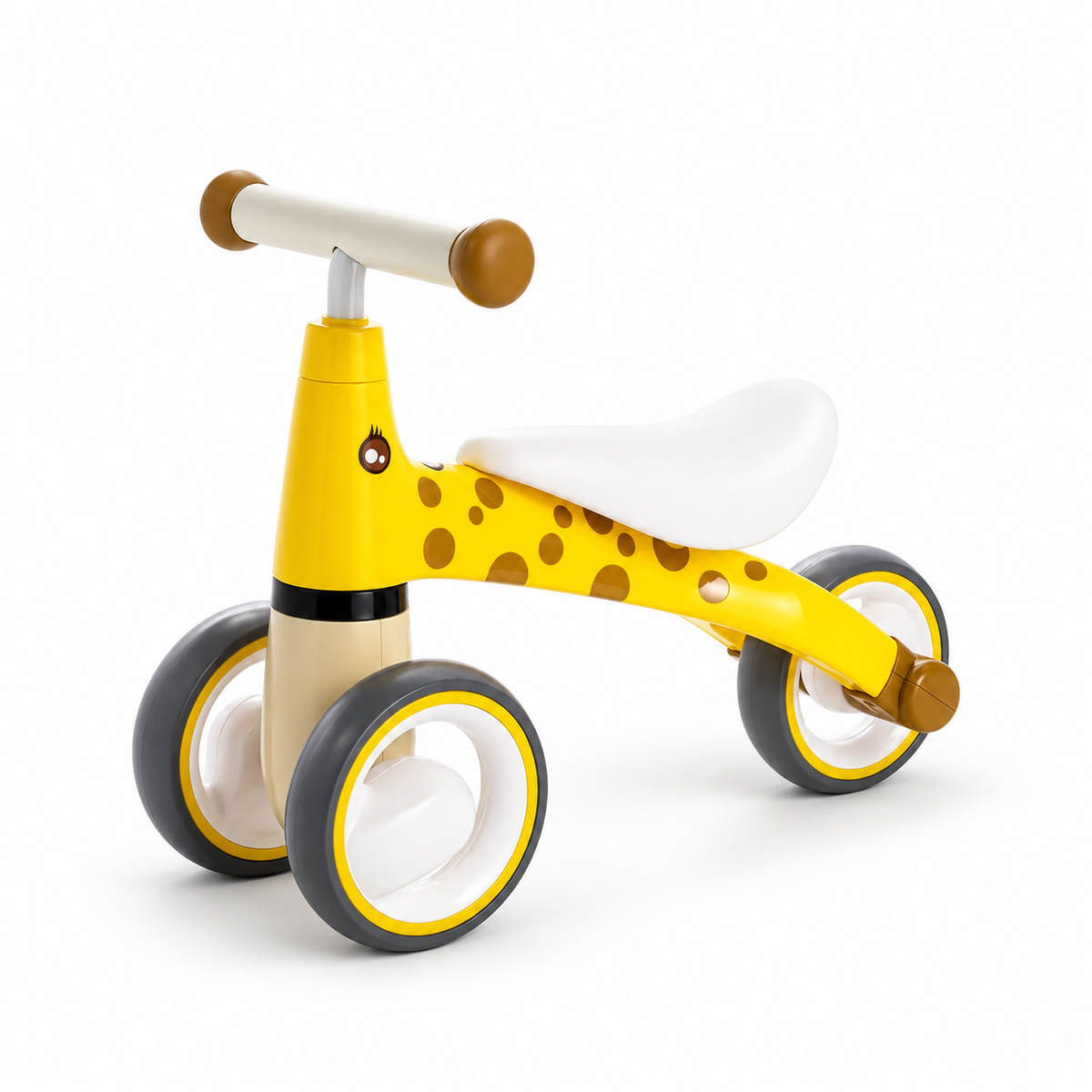 Toddlers Yellow Giraffe 3-Wheel Balance Bike with EVA Tires, Cushioned Seat