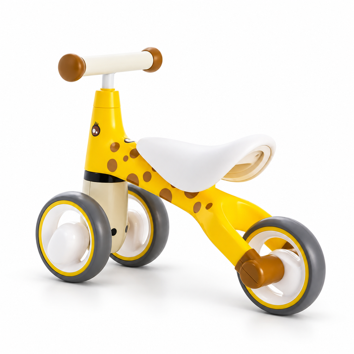 Toddlers Yellow Giraffe 3-Wheel Balance Bike with EVA Tires, Cushioned Seat