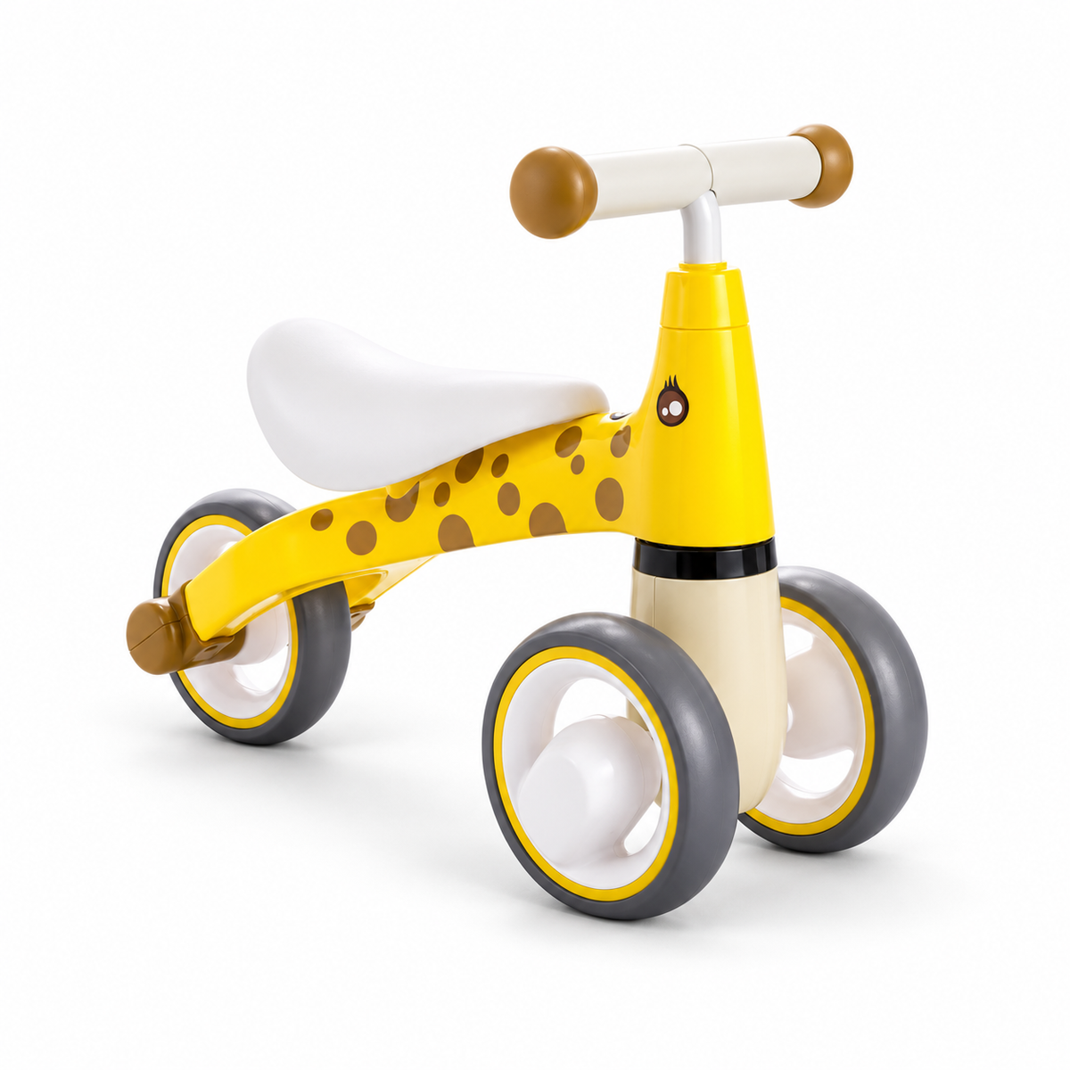 Toddlers Yellow Giraffe 3-Wheel Balance Bike with EVA Tires, Cushioned Seat