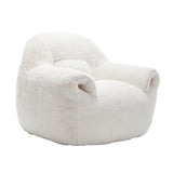Bean Bag Chair, Comfy Bean Bag Sofa with Back Support, Faux Fur Bean Bag Chair for Adults and Kids, Stuffed Floor Sofa for Living Room, Bedroom, Apartment, White
