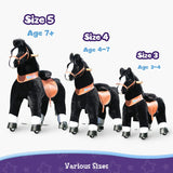 Toddlers Black Indoor/Outdoor Ride-On Pony with Cushioned Seat, Anti-Slip Wheels (Ages 4–7)