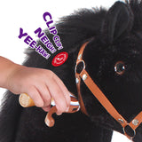 Toddlers Black Indoor/Outdoor Ride-On Pony with Cushioned Seat, Anti-Slip Wheels (Ages 4–7)