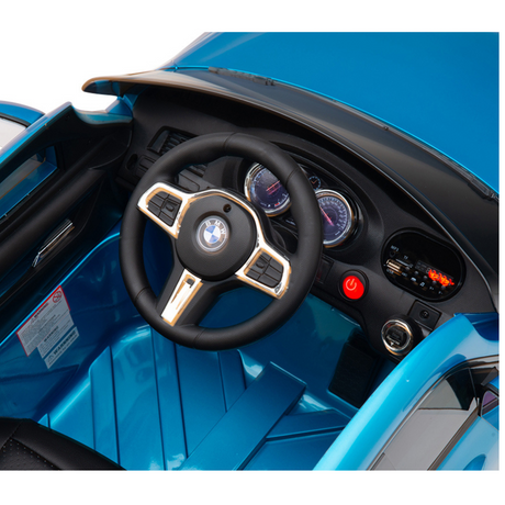 Blue 12V BMW GT Kids Licensed 1-Seater Upgraded Ride-On Car with EVA Wheels, Music, RC