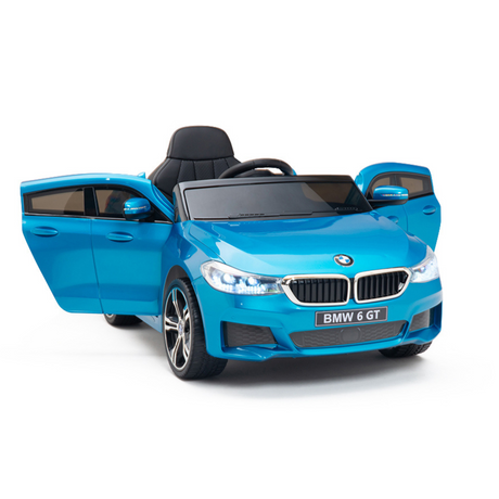Blue 12V BMW GT Kids Licensed 1-Seater Upgraded Ride-On Car with EVA Wheels, Music, RC