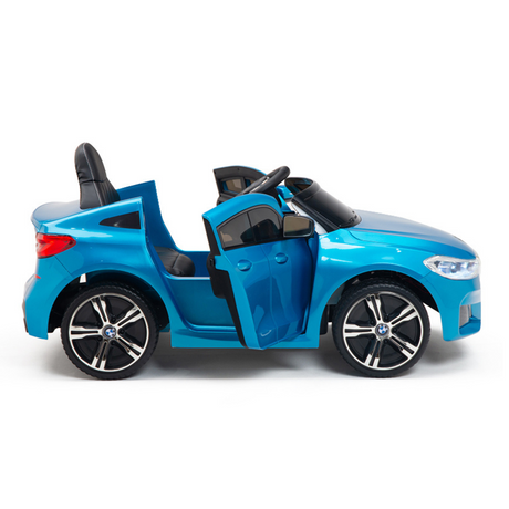 Blue 12V BMW GT Kids Licensed 1-Seater Upgraded Ride-On Car with EVA Wheels, Music, RC