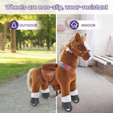 Toddlers Brown Indoor/Outdoor Ride-On Pony with Cushioned Seat, Anti-Slip Wheels (Ages 4–7)