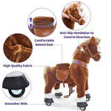 Toddlers Brown Indoor/Outdoor Ride-On Pony with Cushioned Seat, Anti-Slip Wheels (Ages 4–7)
