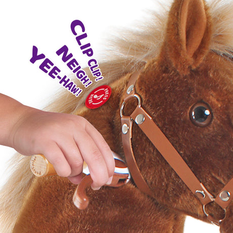 Toddlers Brown Indoor/Outdoor Ride-On Pony with Cushioned Seat, Anti-Slip Wheels (Ages 3–4)