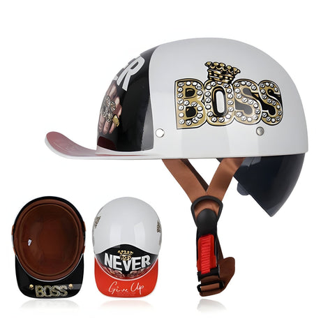 Boss Vintage Half Motorcycle Helmet