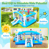 Multifunctional Jump 'n Slide Inflatable Bouncer for Kids Complete Setup with Blower - 198' x 180' Play Area - 96' Tall