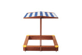Kids Sandbox with Cover, 46' Wooden Sand Box w/Adjustable Canopy, Large Outdoor Cedar Sandpit for Backyard Play