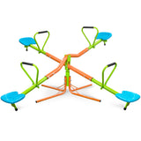 XSS004 Outdoor Playground Seesaw with 360-Degree Rotation for Kids, Sturdy Plastic Seats in Blue and Green