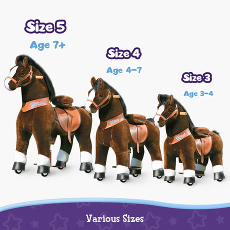 Toddlers Chocolate Indoor/Outdoor Ride-On Pony with Cushioned Seat, Anti-Slip Wheels (Ages 4–7)