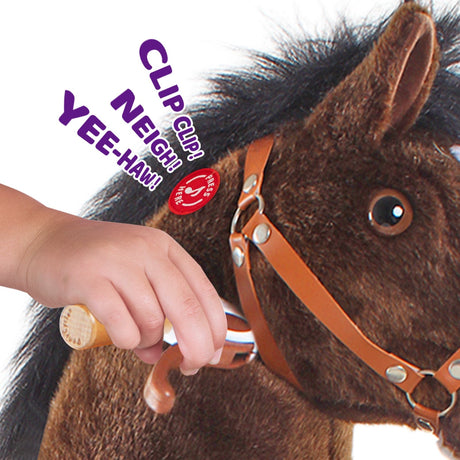 Toddlers Chocolate Indoor/Outdoor Ride-On Pony with Cushioned Seat, Anti-Slip Wheels (Ages 4–7)