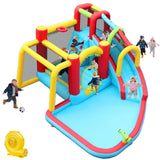 7 in1 Inflatable slide water park bouncing house outdoor Soccer garden bouncer with Splash pool  & Water gun & Climbing wall & Basketball & Football