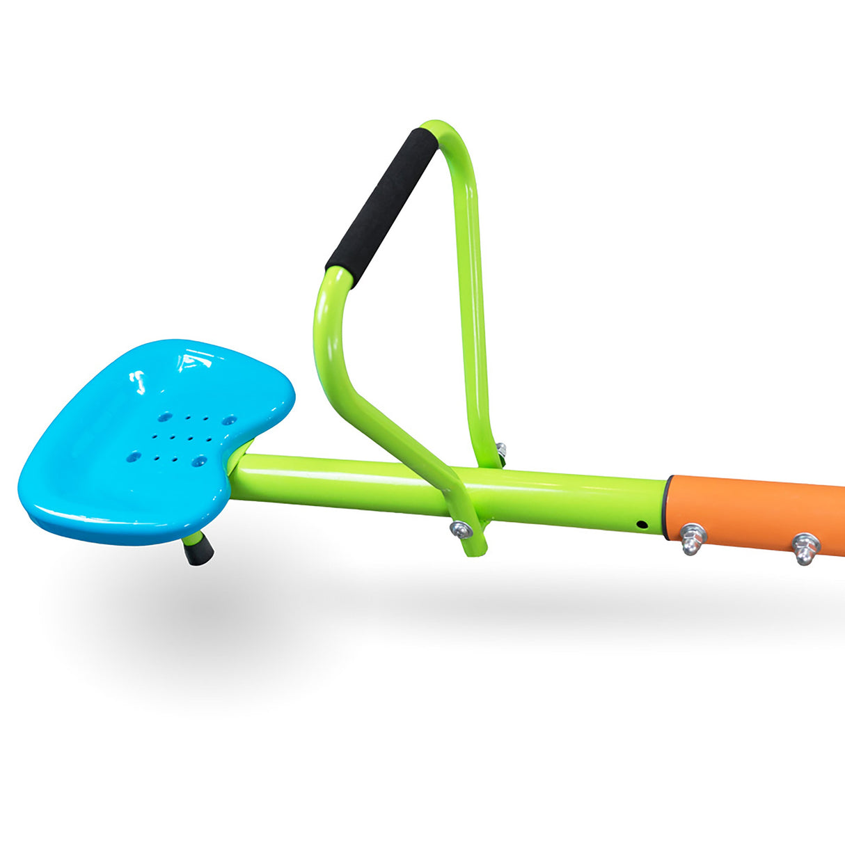 XSS004 Outdoor Playground Seesaw with 360-Degree Rotation for Kids, Sturdy Plastic Seats in Blue and Green