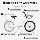 A20182  20 Inch Kids Bike for Boys & Girls, Children's Bicycle with Coaster Brake & V-Brake, 1-Speed, Chain Guard & Rear Rack, Lightweight Steel Frame (Pink, Green, Purple, White)