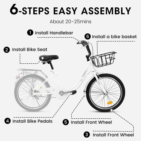 A20182  20 Inch Kids Bike for Boys & Girls, Children's Bicycle with Coaster Brake & V-Brake, 1-Speed, Chain Guard & Rear Rack, Lightweight Steel Frame (Pink, Green, Purple, White)