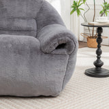 Bean Bag Chair, Comfy Bean Bag Sofa with Back Support, Faux Fur Bean Bag Chair for Adults and Kids, Stuffed Floor Sofa for Living Room, Bedroom, Apartment, Grey