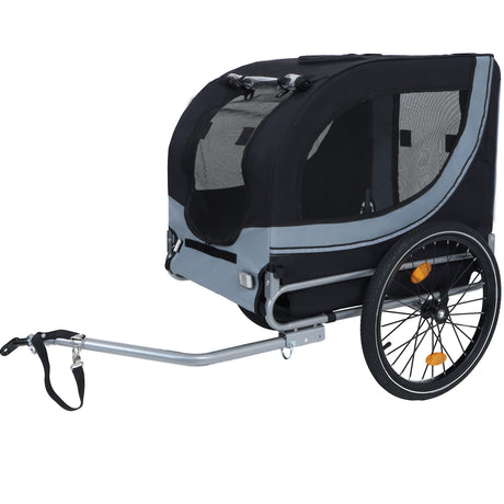 Large Folding Bike Trailer for Dogs – 66LB Capacity All-Terrain Pet Carrier, Durable Steel Frame for Cycling, Jogging, Camping & Outdoor Adventures, Black- Gray