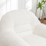 Bean Bag Chair, Comfy Bean Bag Sofa with Back Support, Faux Fur Bean Bag Chair for Adults and Kids, Stuffed Floor Sofa for Living Room, Bedroom, Apartment, White