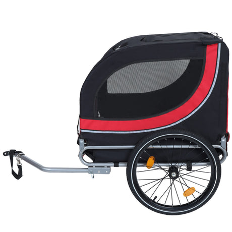 Large Folding Bike Trailer for Dogs – 66LB Capacity All-Terrain Pet Carrier, Durable Steel Frame for Cycling, Jogging, Camping & Outdoor Adventures, Black- Red